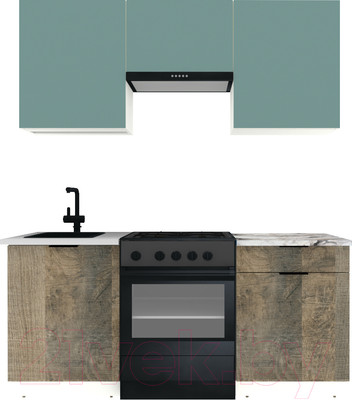 Кухонный гарнитур ВерсоМебель Эко-2 1.8 (сумеречный голубой/дуб гранж песочный/ст. альберика)