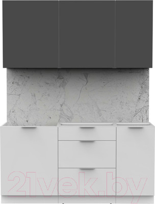 Кухонный гарнитур Интермебель Микс Топ-2 1.6м без столешницы (графит серый/белый премиум)