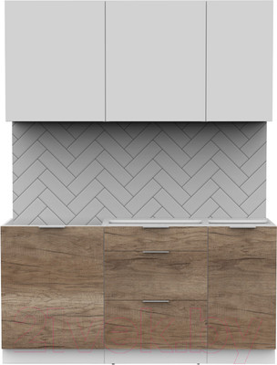 Кухонный гарнитур Интермебель Микс Топ-2 1.6м без столешницы (белый премиум/дуб каньон)