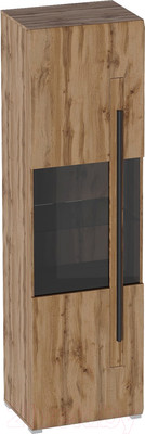 Шкаф с витриной Мебельград Ницца 1 дв (дуб вотан)
