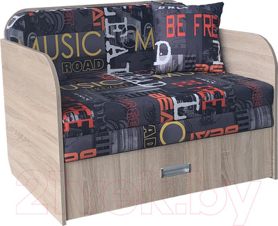 Диван Анмикс Кейт (ЛДСП дуб санома/принт Musik Grafit)