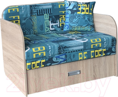 Диван Анмикс Кейт (ЛДСП дуб санома/принт Musik Azure)