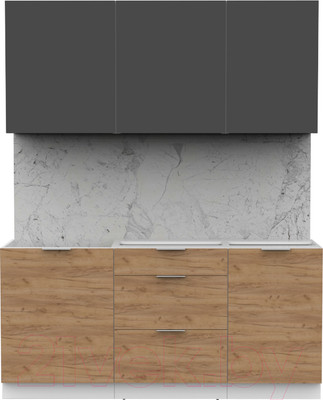 Кухонный гарнитур Интермебель Микс Топ-3 1.7м без столешницы (графит серый/дуб крафт золотой)