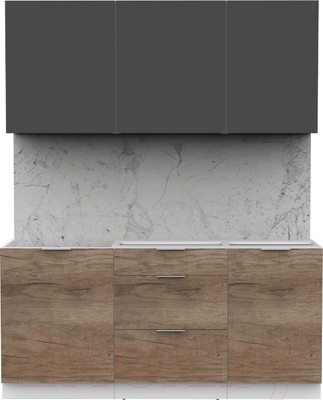 Кухонный гарнитур Интермебель Микс Топ-3 1.7м без столешницы (графит серый/дуб каньон)