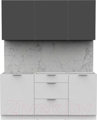 Кухонный гарнитур Интермебель Микс Топ-3 1.7м без столешницы (графит серый/белый премиум)