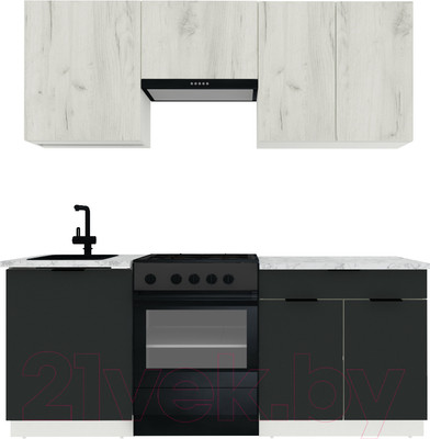 Кухонный гарнитур ВерсоМебель Эко-2 2.0 (дуб крафт белый/антрацит/ст.мрамор итальянский)