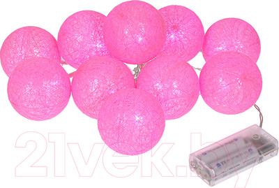 Светодиодная гирлянда VEGAS Нить с Хлопковыми шарами 55167 (1.5м, розовый)