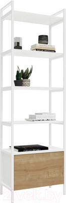 Стеллаж Crafto Бонд Мини Лофт 02 60x32x190 (белый/дуб)