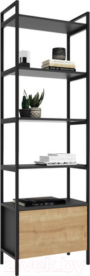 Стеллаж Crafto Бонд Мини Лофт 09 60x32x190 (графит/дуб)