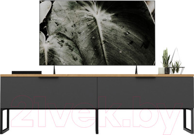 Тумба Crafto Рокки 02 150x38x47 (черный/дуб)