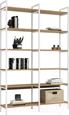 Стеллаж Crafto Симпл Плюс Лофт 03 125x32x190 (белый/ дуб)