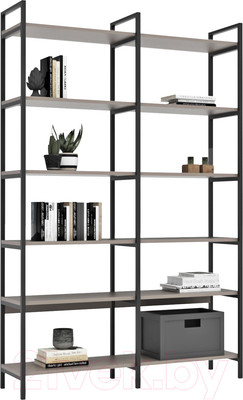 Стеллаж Crafto Симпл Плюс Лофт 04 125x32x190 (черный/ латте)