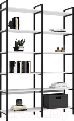 Стеллаж Crafto Симпл Плюс Лофт 07 125x32x190 (черный/белый)