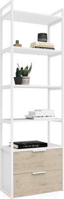 Стеллаж Crafto Квентин Мини Лофт 03 60x32x190 (белый/каштан)