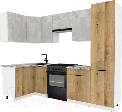 Кухонный гарнитур ВерсоМебель Эко-2 1.2x2.7 левая (бетонный камень/дуб эвок прибрежный/ст.альберика)