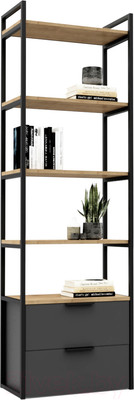 Стеллаж Crafto Квентин Мини Лофт 05 60x32x190 (дуб/графит)
