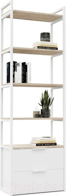 Стеллаж Crafto Квентин Мини Лофт 06 60x32x190 (каштан/белый)