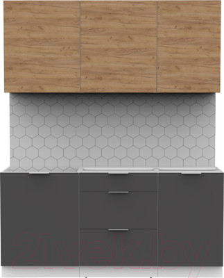 Кухонный гарнитур Интермебель Микс Топ-3 1.7м без столешницы (дуб крафт золотой/графит серый)