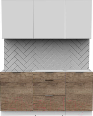 Кухонный гарнитур Интермебель Микс Топ-3 1.7м без столешницы (белый премиум/дуб каньон)