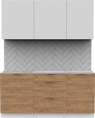 Кухонный гарнитур Интермебель Микс Топ-3 1.7м без столешницы (белый премиум/дуб крафт золотой)