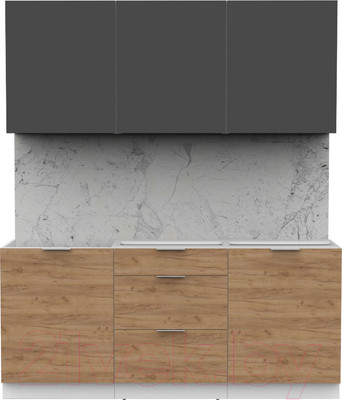 Кухонный гарнитур Интермебель Микс Топ-4 1.8м без столешницы (графит серый/дуб крафт золотой)