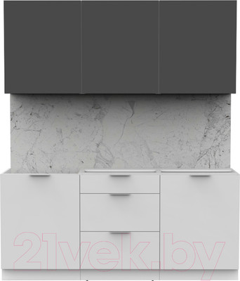Кухонный гарнитур Интермебель Микс Топ-4 1.8м без столешницы (графит серый/белый премиум)