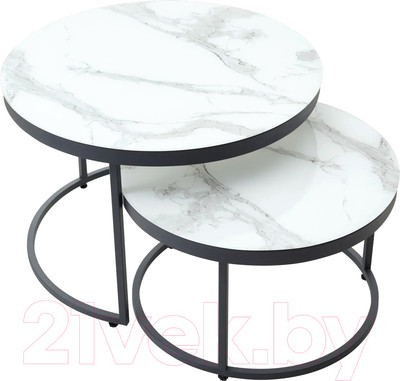 Журнальный столик M-City Эрвин / 480M04475 (белый мрамор стекло/графит)