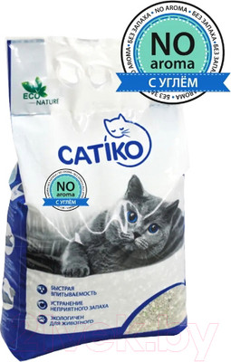 Наполнитель для туалета Catiko Комкующийся 15кг/20л (с углем)