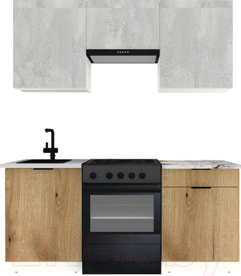 Кухонный гарнитур ВерсоМебель Эко-2 1.8 (бетонный камень/дуб эвок прибрежный/ст.альберика)