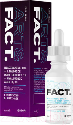 Сыворотка для лица Art&Fact Niacinamide 10% + Liquorice Root Extr 1% Себорегулирующая (30мл)