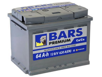 Автомобильный аккумулятор BARS Premium 64 R / 064 13 27 01 0021 09 11 0 L (64 А/ч)