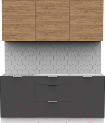 Кухонный гарнитур Интермебель Микс Топ-4 1.8м без столешницы (дуб крафт золотой/графит серый)