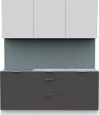 Кухонный гарнитур Интермебель Микс Топ-4 1.8м без столешницы (белый премиум/графит серый)