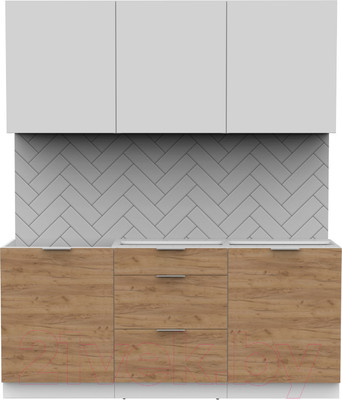 Кухонный гарнитур Интермебель Микс Топ-4 1.8м без столешницы (белый премиум/дуб крафт золотой)