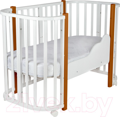 Детская кроватка INDIGO Baby Lux 3 в 1 (белый/натуральные стойки)