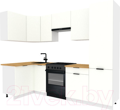 Кухонный гарнитур ВерсоМебель Эко-1 1.2x2.6 левая (белый фасадный/ст.золотистый дуб)