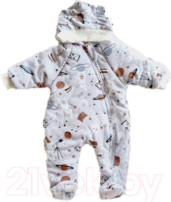 Комбинезон прогулочный детский Sofi Узоры / 3023-С (р.62, серый)