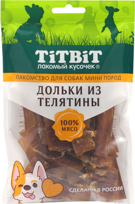 Лакомство для собак TiTBiT Дольки из телятины для собак мини пород / 24546 (70г)