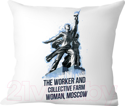Подушка декоративная Print Style Рабочий и колхозница / 40x40plat29