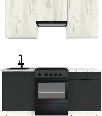 Кухонный гарнитур ВерсоМебель Эко-1 1.7 (дуб крафт белый/антрацит/ст.мрамор итальянский)