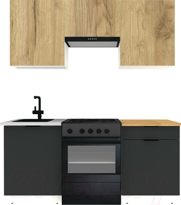 Кухонный гарнитур ВерсоМебель Эко-1 1.7 (дуб крафт золотой/антрацит/ст.золотистый дуб)