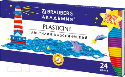 Пластилин Brauberg Академия Супер Хит / 106424 (24цв)