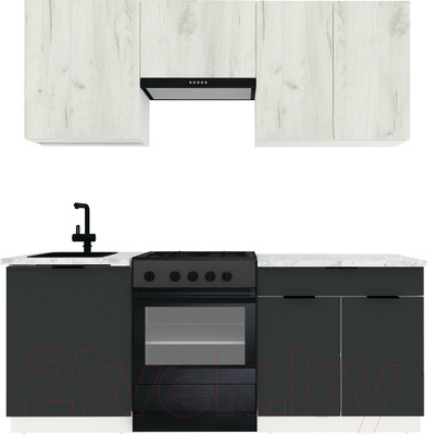 Кухонный гарнитур ВерсоМебель Эко-1 1.9 (дуб крафт белый/антрацит/ст.мрамор итальянский)