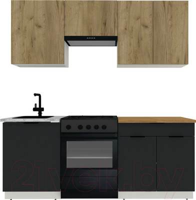 Кухонный гарнитур ВерсоМебель Эко-1 1.9 (дуб крафт золотой/антрацит/ст.золотистый дуб)