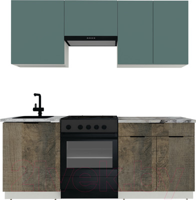 Кухонный гарнитур ВерсоМебель Эко-1 1.9 (сумеречный голубой/дуб гранж песочный/ст.альберика)