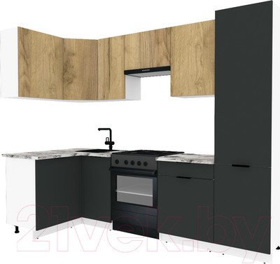 Кухонный гарнитур ВерсоМебель Эко-1 1.2x2.6 левая (дуб крафт золотой/антрацит/ст.альберика)