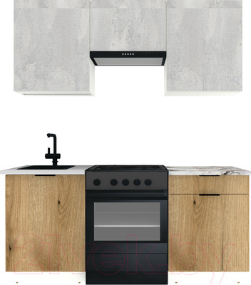 Кухонный гарнитур ВерсоМебель Эко-1 1.7 (бетонный камень/дуб эвок прибрежный/ст.альберика)