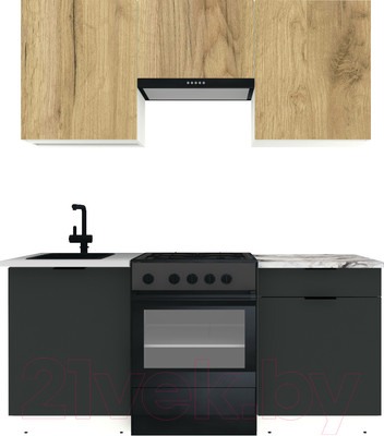 Кухонный гарнитур ВерсоМебель Эко-1 1.7 (дуб крафт золотой/антрацит/ст.альберика)