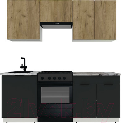 Кухонный гарнитур ВерсоМебель Эко-1 1.9 (дуб крафт золотой/антрацит/ст.альберика)