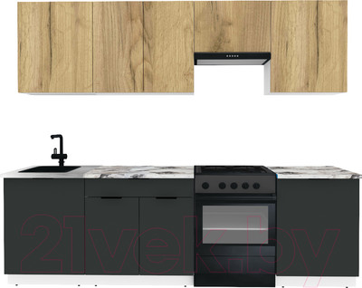 Кухонный гарнитур ВерсоМебель Эко-1 2.5 (дуб крафт золотой/антрацит/ст.альберика)